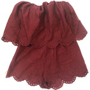 NWT H&M Burgundy Strapless Romper